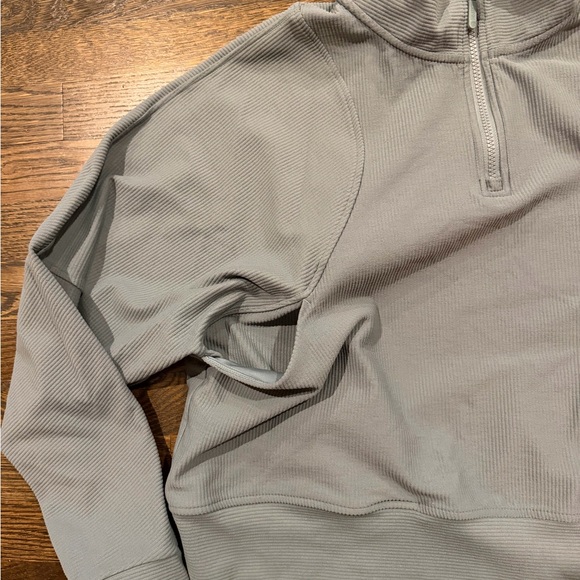 Zella Ribbed Mock Neck Quarter Zip Pullover XL Green Athleisure Active Top - Picture 3 of 7